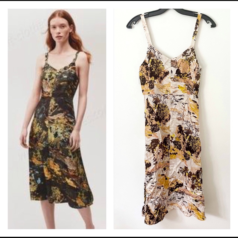 NWT Aritzia Le Fou Wilfred COLLETTE SLIP DRESS IN DENUDE/MISTED YELLOW  Sz 8